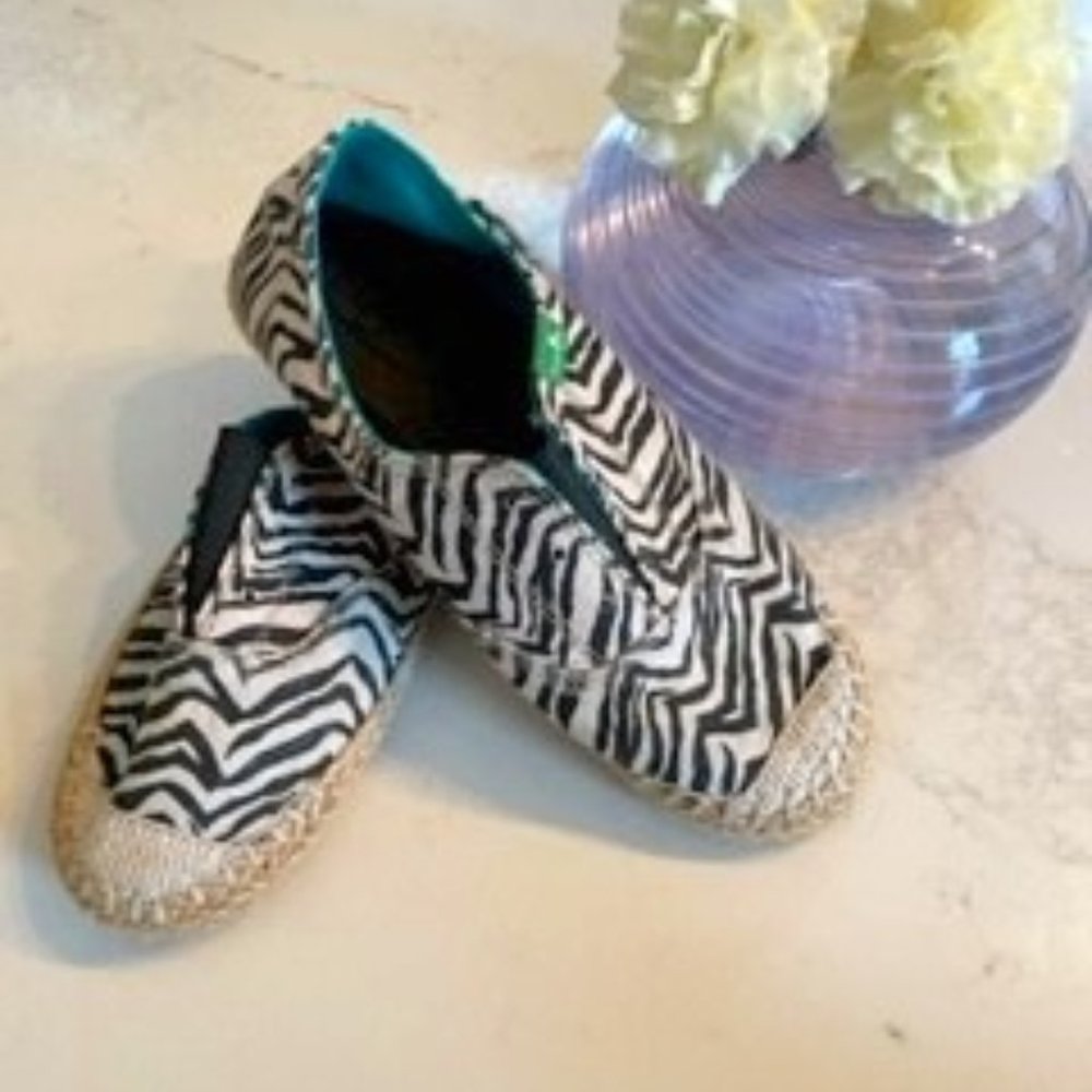Sanuk Womens Jute Hemp Surfer Loafer Zebra Print Boat Shoe Size 5